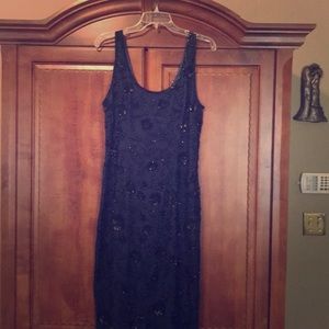 Beautiful navy and black sequined gown f